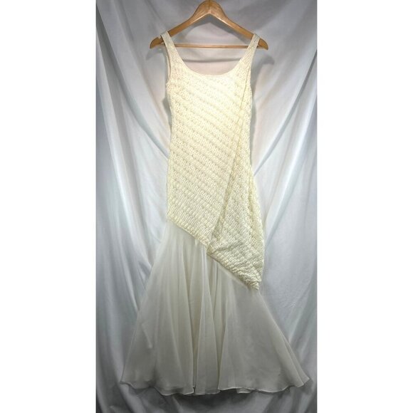 White House Black Market Dresses & Skirts - White House Black Market Women's Cream Sheer Bottom Long Gown Size 4 (C-4)